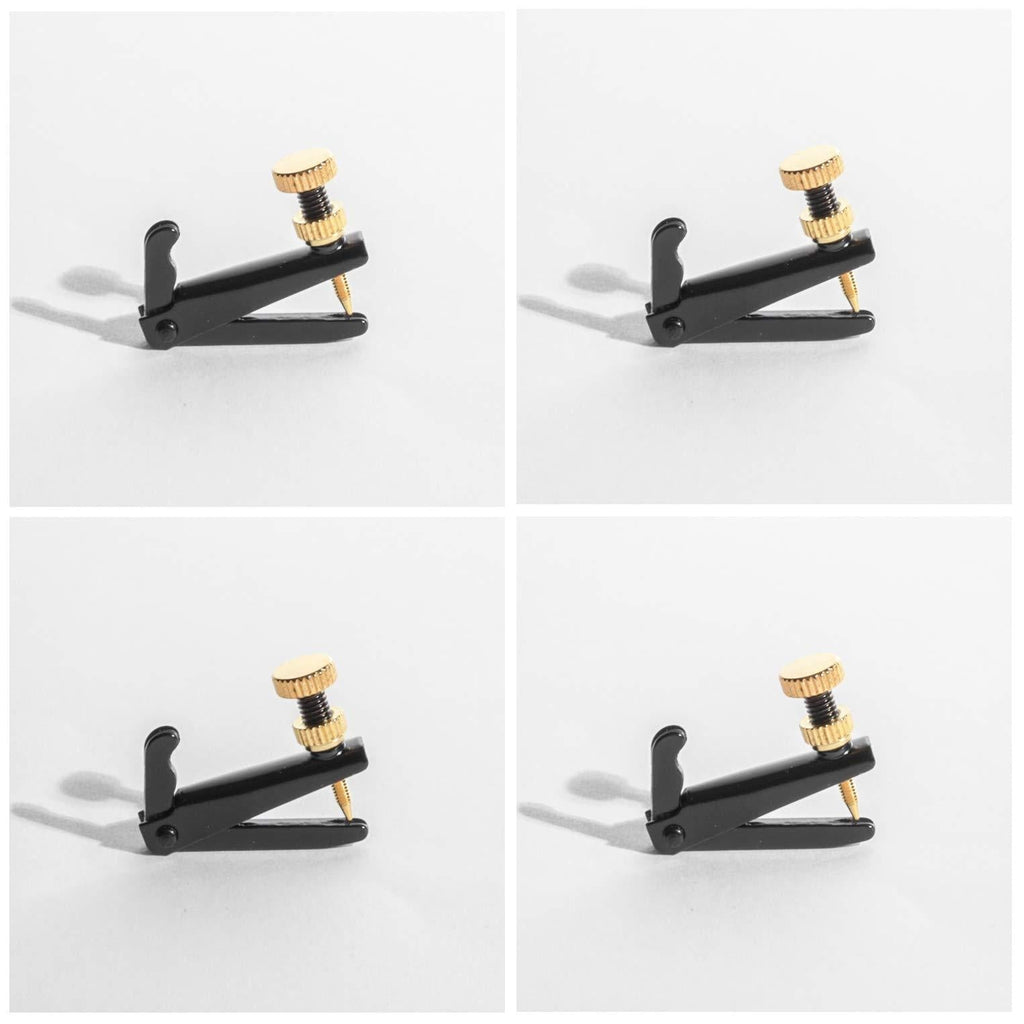 MI&VI Violin Fine Tuners - Stainless Steel Adjusters, Black/Gold 4Pcs (1/2 Size) Black/Gold, Size 1/2