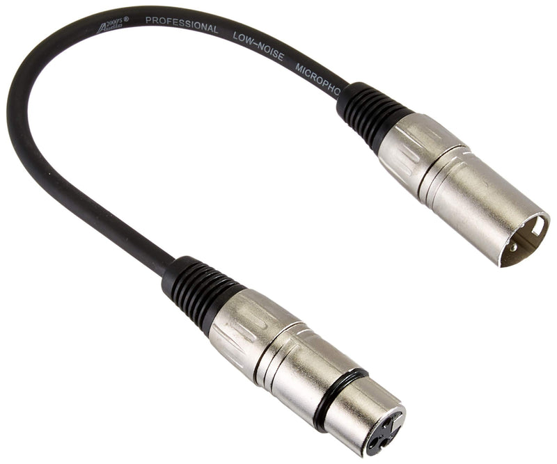 Audio2000'S ADC203MX2 1 ft XLF Female to XLR Male Microphone Cable (2-Pack) 2-PACK