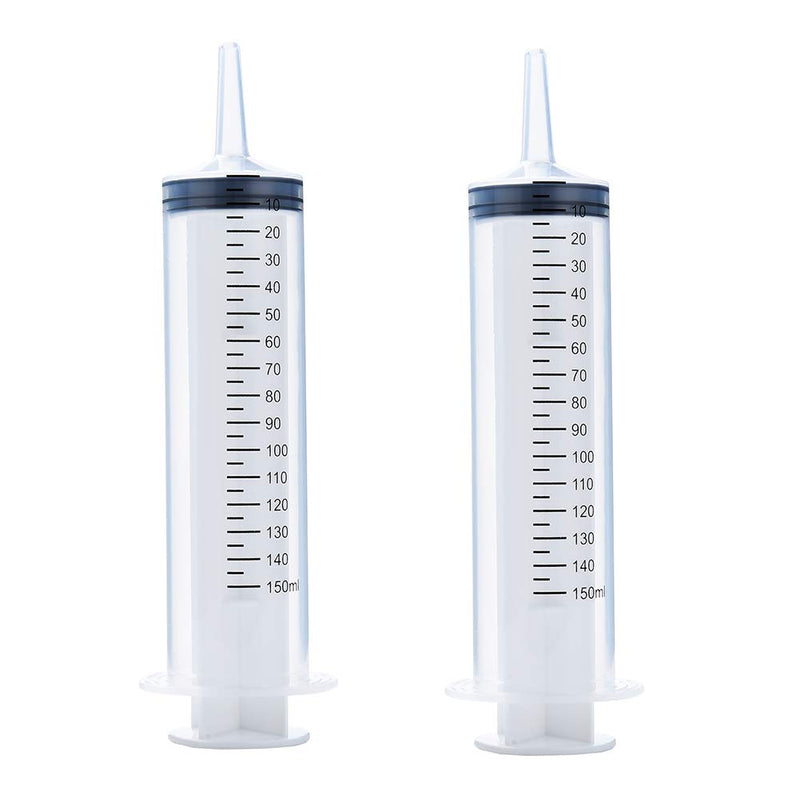 2 Pack 150ml Syringes, Large Plastic Garden Syringe for Scientific Labs, Watering, Refilling