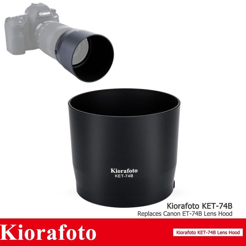 Kiorafoto Reversible Lens Hood Shade Protector for Canon EF 70-300mm f/4-5.6 IS II USM Lens on Canon 5D 6D 80D 77D 70D 800D 760D 700D / T7i T6i T5i replace Canon ET-74B, with Button to Lock or Release