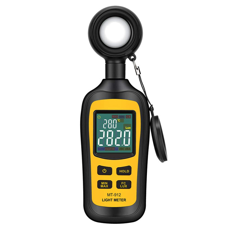 [AUSTRALIA] - Light Meter Digital Illuminance Meter Handheld Ambient Temperature Measurer, Range up to 200,000 Lux, Luxmeter with 4 Digit Color LCD Screen 