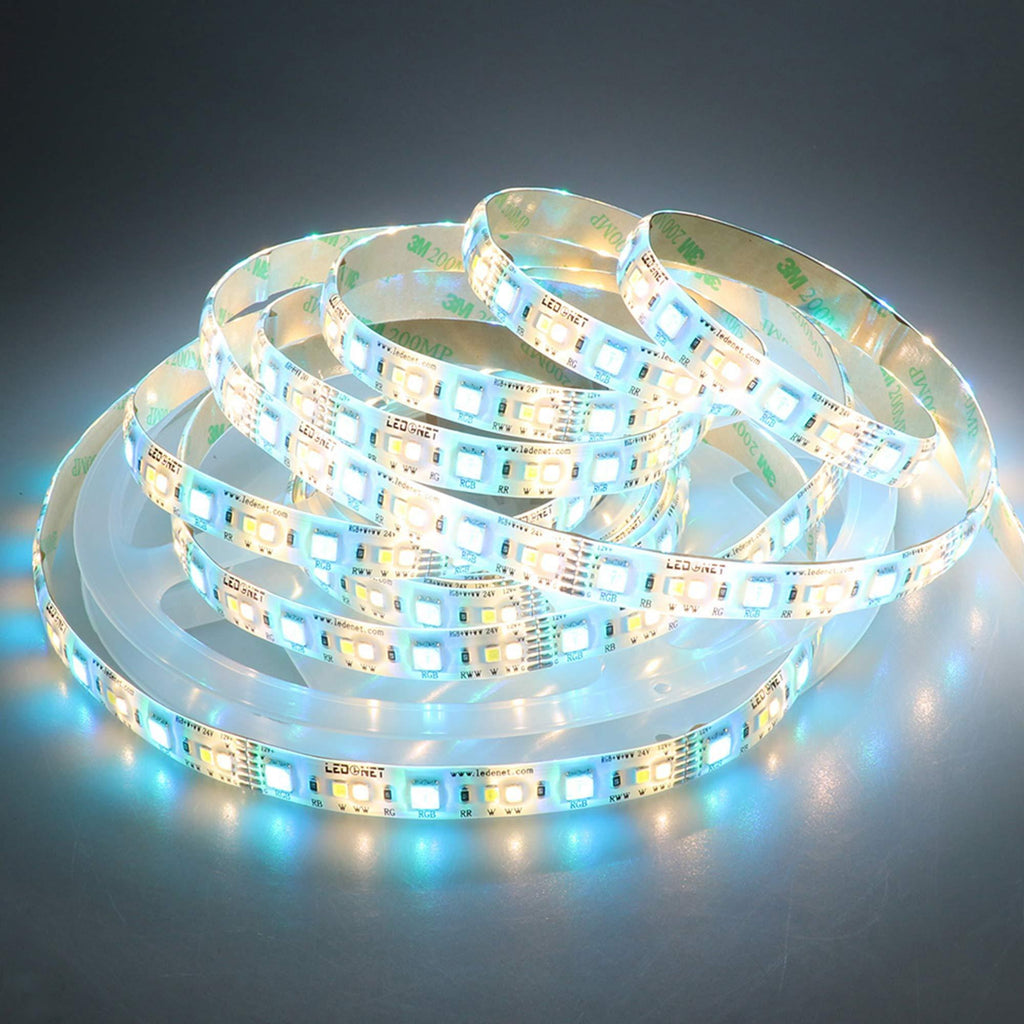 LEDENET LED Light Strip RGB+W+WW 12V 120W Full Color Cold White Warm White CCT RGB LED Tape Ribbon Lamp Silcone Coating Waterproof IP65 16.4ft(5m) RGB+W+WW Waterproof IP65