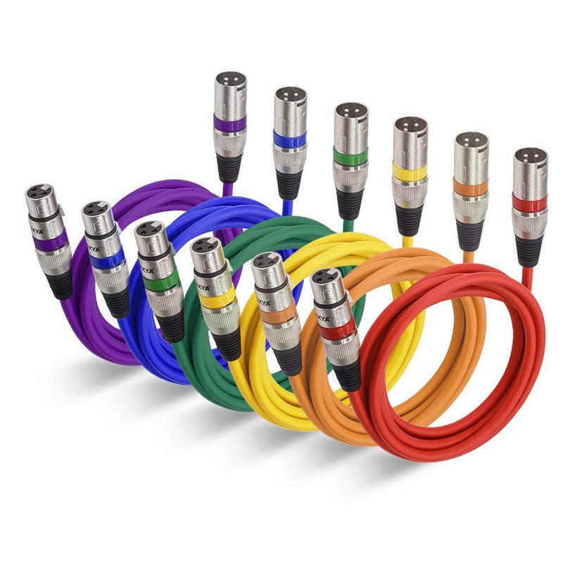 [AUSTRALIA] - EBXYA XLR Mic Cable 6ft 6 Color Packs -Short XLR Male to Female Microphone Stage Patch Cable 3-Pin Balanced 6-Color-6ft 