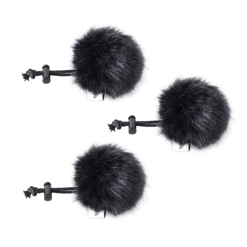 Comica CVM-MF1(B) Outdoor Furry Microphone Wind Muff for lavalier Lapel Microphone Comica Audio-Technica etc.(3 Pack) (Black) black