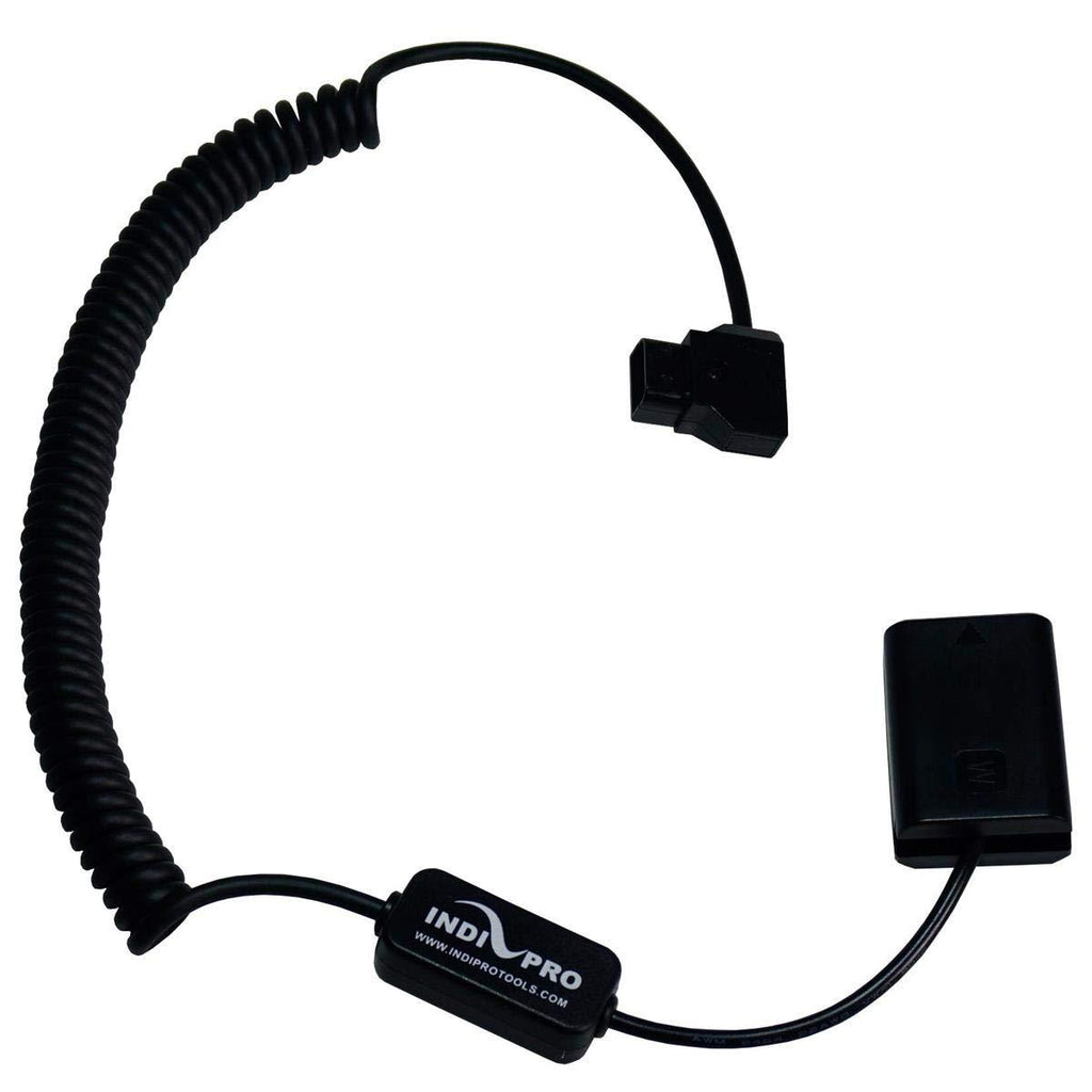 IndiPRO Video Noise Free Inline Regulated Coiled D-Tap to Sony NP-FW50 Dummy Battery Cable, 44" Extended Length