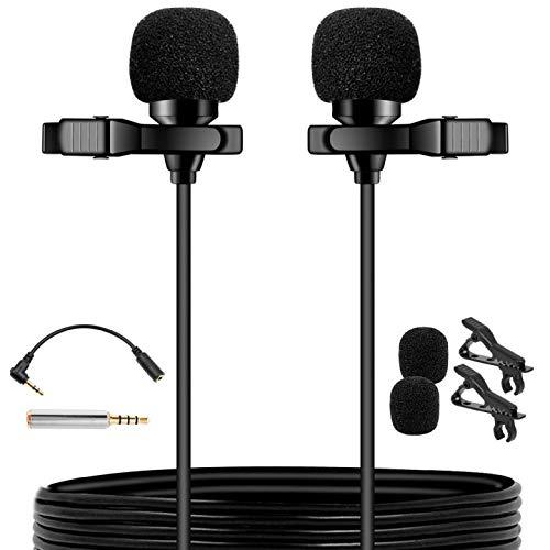 [AUSTRALIA] - PoP voice Premium 16 Feet Dual-Head Lavalier Microphone, Professional Lapel Clip-on Omnidirectional Condenser Mic for Apple iPhone,Android,PC,Recording YouTube,Interview,Video Conference,Podcast 