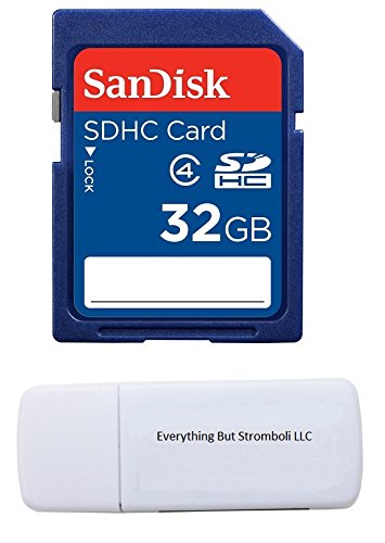 SanDisk 32GB SDHC SD HC Memory Card works with Vivitar 20 MP, 16MP, 410, 5.1MP, ViviCam X018/VXX14, Digital Video Camera UHS-I Class 4 with Everything But Stromboli Memory Card Reader (SDSDB-032G-B35)