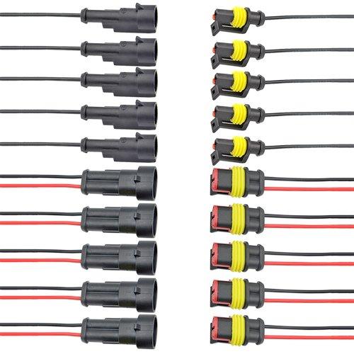 WMYCONGCONG 10 Kits 1 Pin 2 Pin Way Car Waterproof Electrical Connector Plug with 20AWG Wire for Car Truck Boat and Other Wire Connections 1pin and 2pin