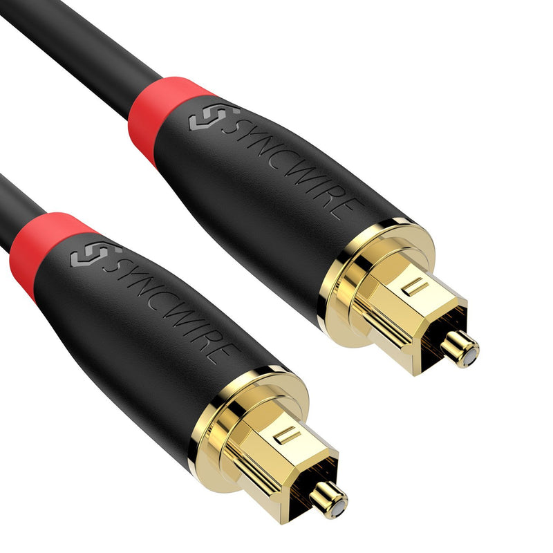 Digital Optical Audio Cable Toslink Cable - [24K Gold-Plated, Ultra-Durable] [S] Syncwire Fiber Optic Male to Male Cord for Home Theater, Sound Bar, TV, PS4, Xbox, Playstation & More – 5.9ft 6 Feet / 2M