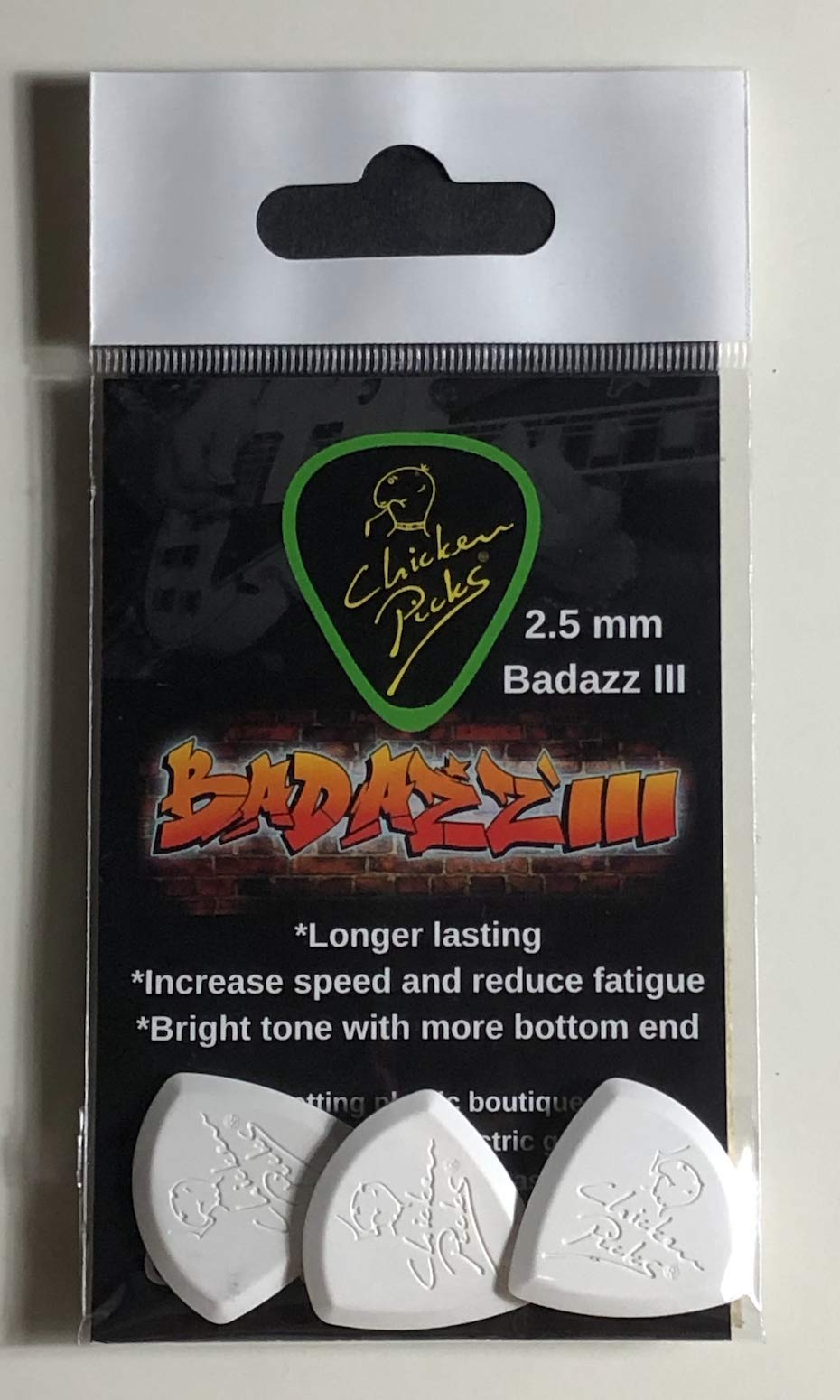 3 x ChickenPicks Badazz III 2.5 mm guitar picks