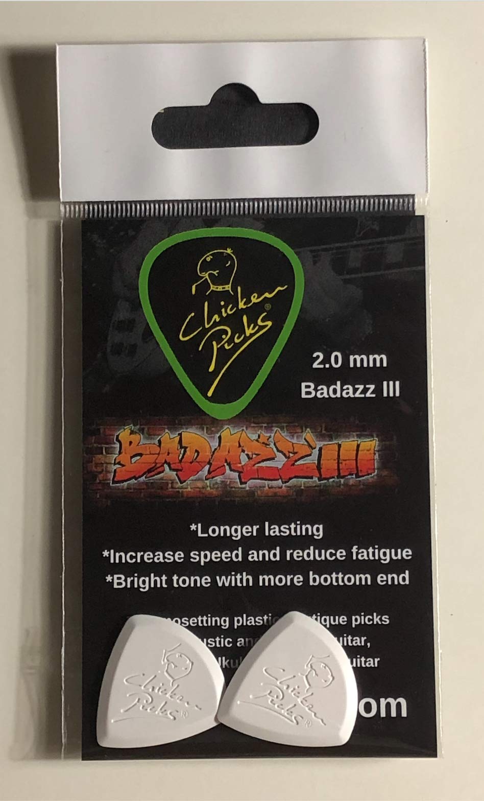 2 x ChickenPicks Badazz III 2.0 mm guitar picks