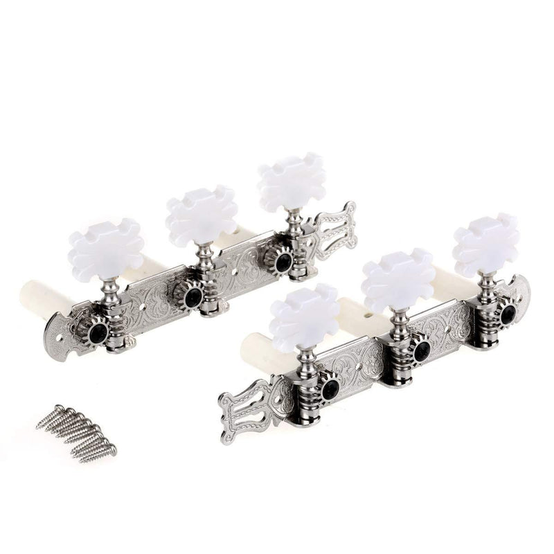 Musiclily Pro Lyra Classical Guitar Tuners Tuning Machines Heads Pegs Keys Set, Nickel