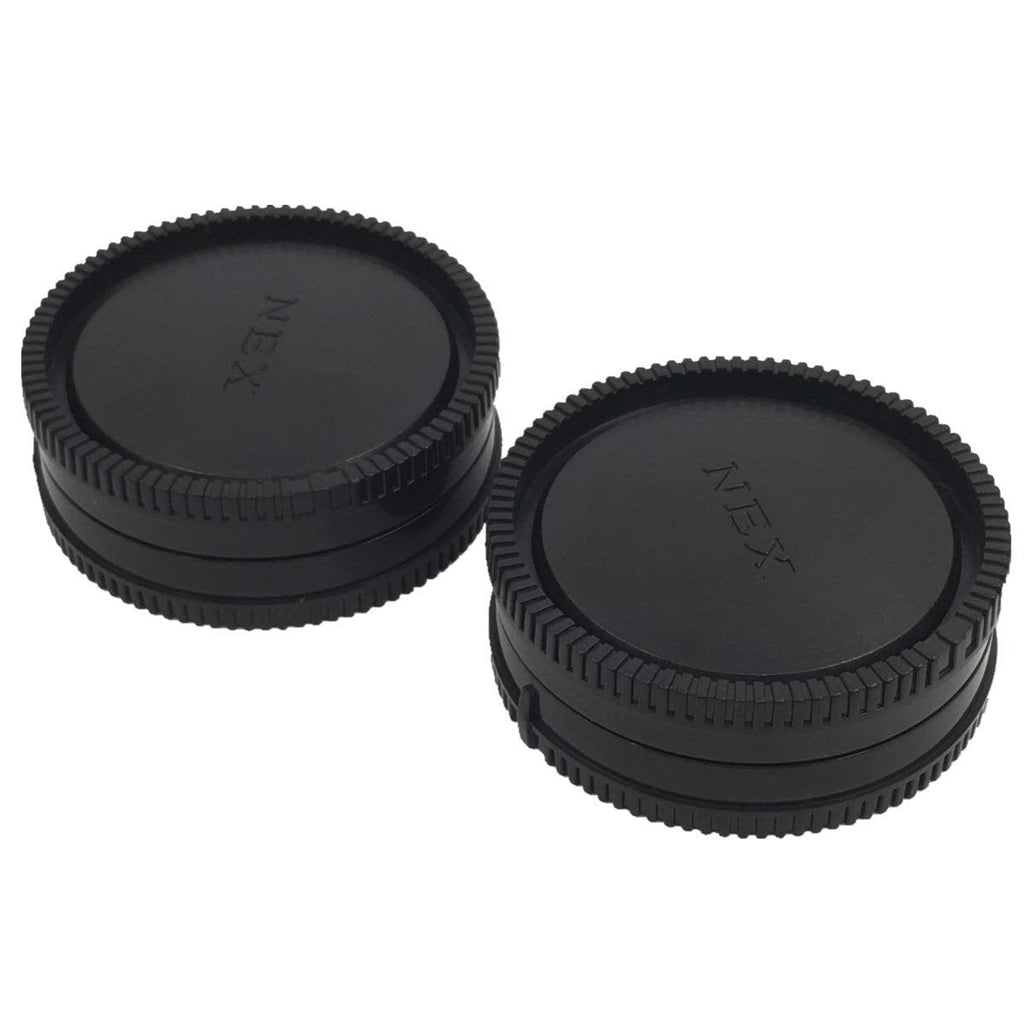 LXH 2 Pack Front Camera Body Cap and Rear Lens Cap Cover for Sony E-Mount NEX Mirrorless Sony Alpha A6500 A6300 a6000 a5100 a5000 a3000 A7R2 A7S2 A7S A7R A7 A7II NEX-7 NEX-6 / 5T / 5R / 5N / 5C / F3