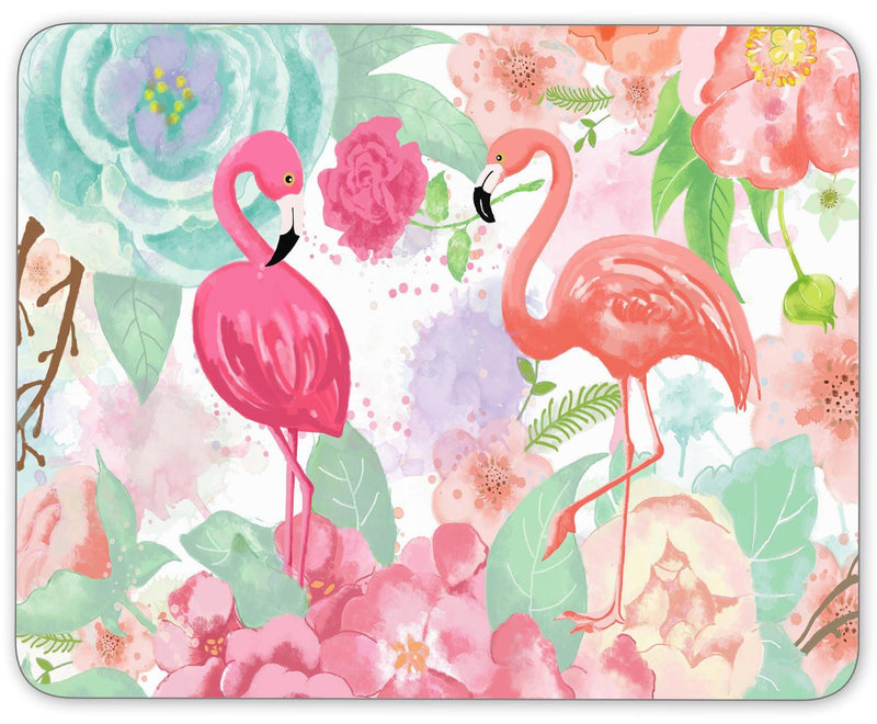 TuMeimei Non-Slip Rubber Mouse Pad， Bright Colors Watercolor Flamingo and Flowers Mouse pad (9.5 inch x 7.9 inch) Mix