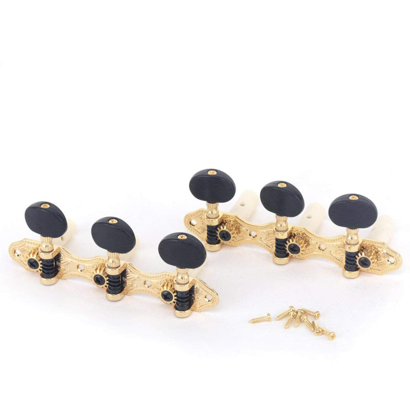 Musiclily Pro Set of 2 x 3 on A Plate Baker Style Classical Guitar Machine Heads Tuning Pegs Keys Tuners, Gold