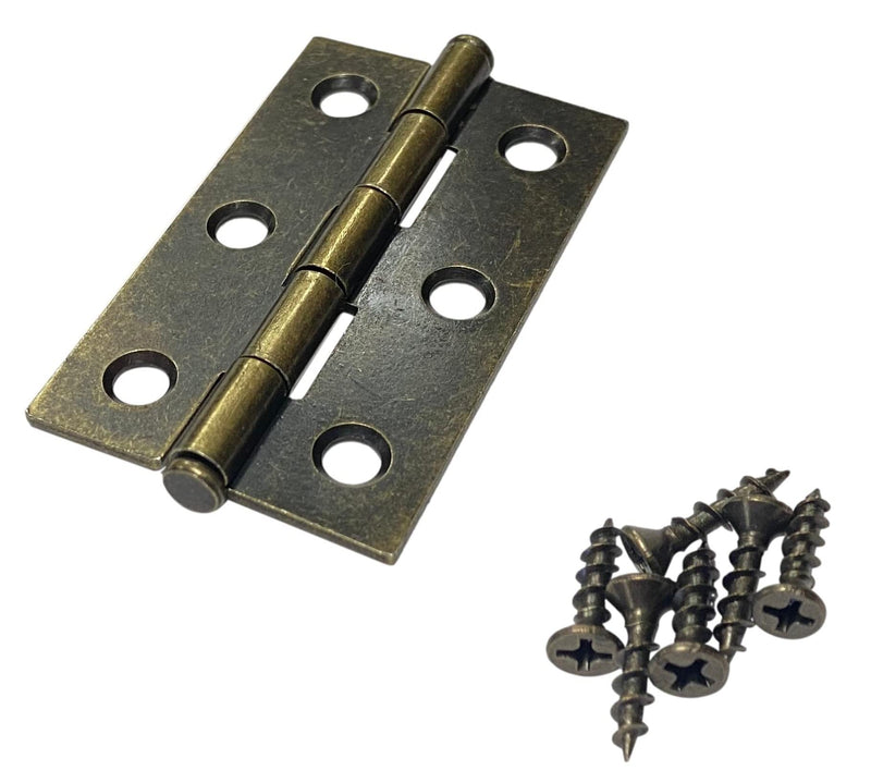 Shutter Door Butt Hinge Antique Brass Screw Mounted Hole 2-1/2" Length x 1-1/2" Width (4) 4