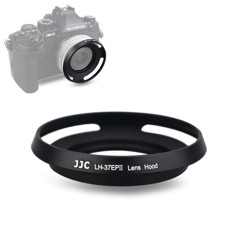 JJC 37mm Screw in Lens Hood Shade for Olympus M.Zuiko Digital ED 14-42mm EZ Lens Used on OM-D E-M10 III/E-M10 II,etc & Panasonic Lumix G Vario 12-32mm ASPH Lens on DMC-GX85/DMC-GX850,etc - Black