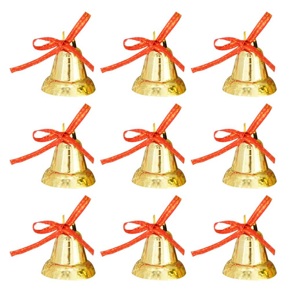 ULTNICE 9pcs Jingle Bells Small Bell Beads Pendants Golden