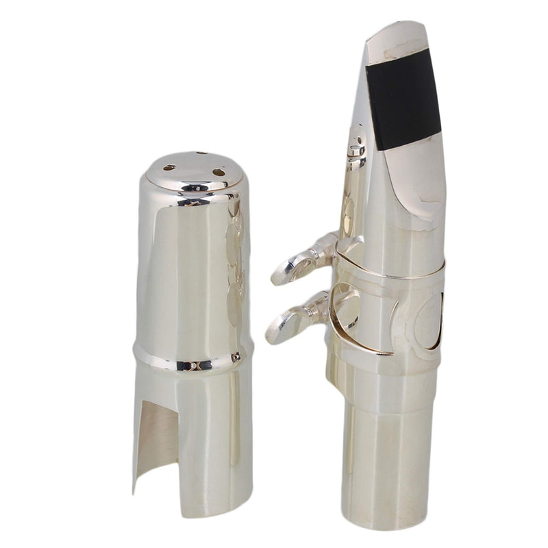 Yibuy #7 Silver Nickel-plated B-flat Tenor Saxophone Mouthpiece with Ligature Reed