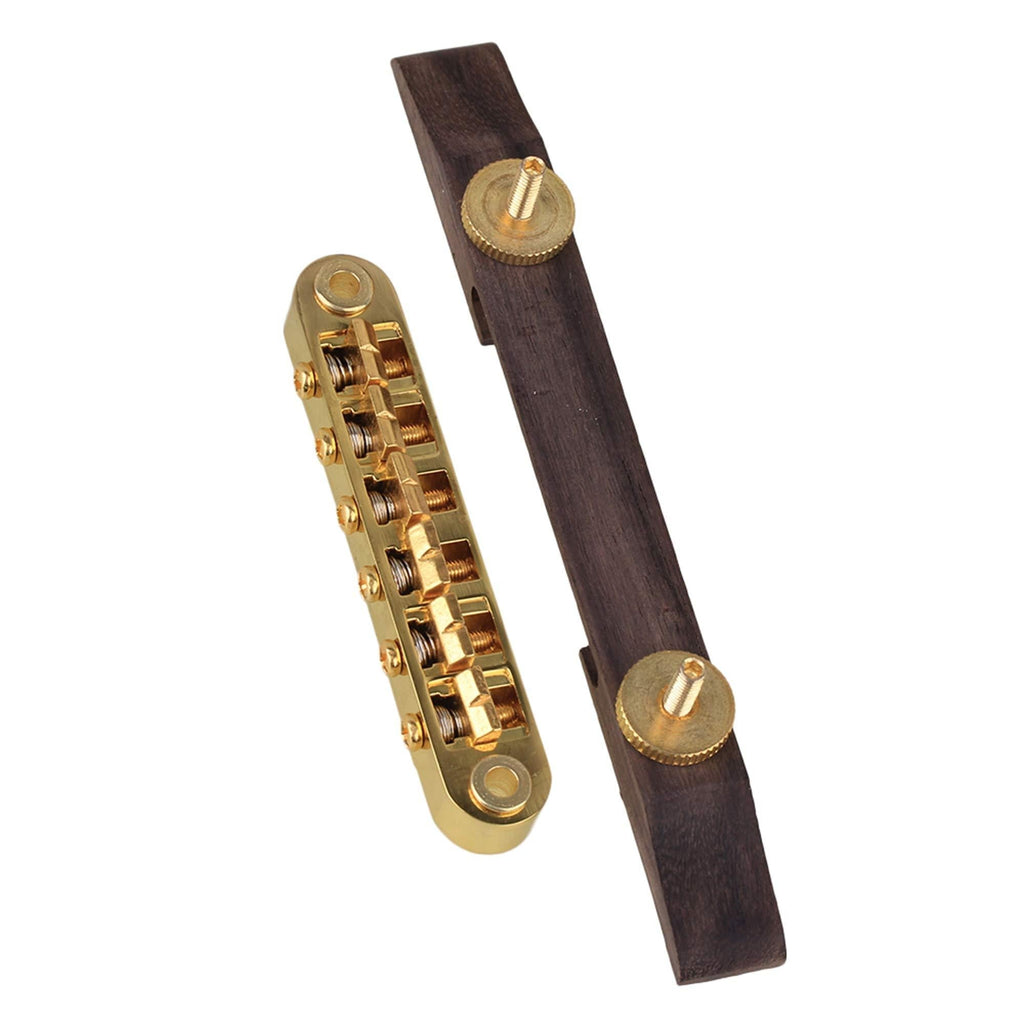 Yibuy Gold Rosewood Adjustable Archtop Guitar Bridge Guitar Parts