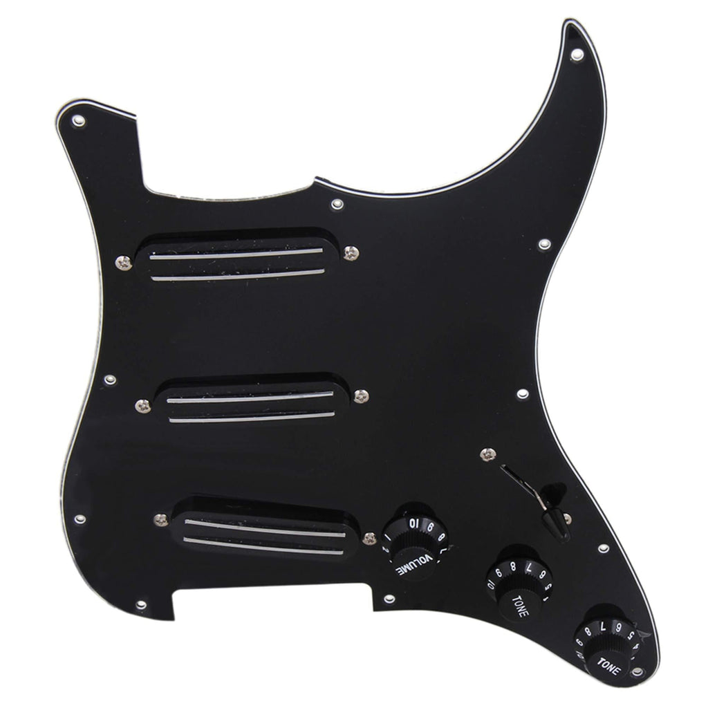 Yibuy Black 3-ply Dual Rail Pickup Electric Guitar Loaded Prewired Pickguard set SSS 9.2¡ª9.3 kohm