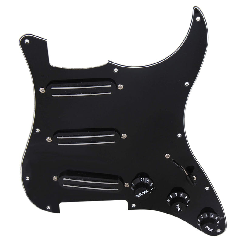 Yibuy Black 3-ply Dual Rail Pickup Electric Guitar Loaded Prewired Pickguard set SSS 9.2¡ª9.3 kohm