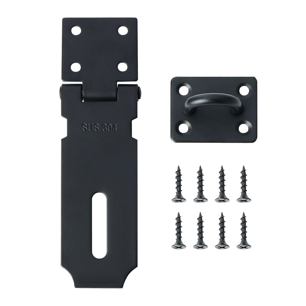 Alise MS99-B Padlock Hasp Door Clasp Hasp Latch Lock,SUS 304 Stainless Steel Matte Black 4 Inch