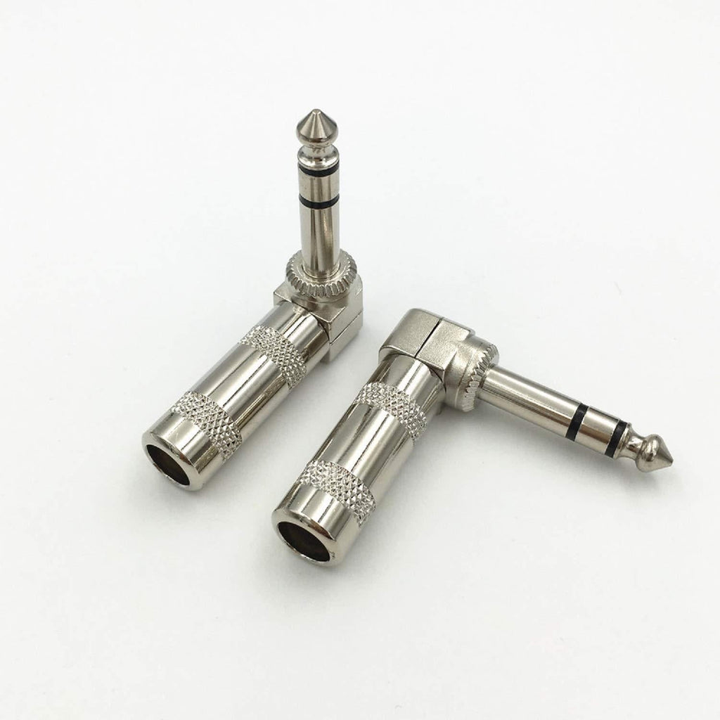 2Pack 6.35 mm (1/4") Male Right Angle TRS Stereo Audio Plug for Guitar Cable Solder Connector Not Adapter Need Soldering