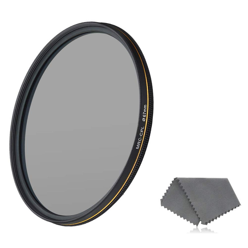 LENSKINS 67mm CPL Circular Polarizing Filter for Camera Lenses, 16-Layer Multi-Resistant Nano Coated, Ultra Slim, German Optics Glass, Weather-Sealed, Circular Polarizer Filter with Lens Cloth