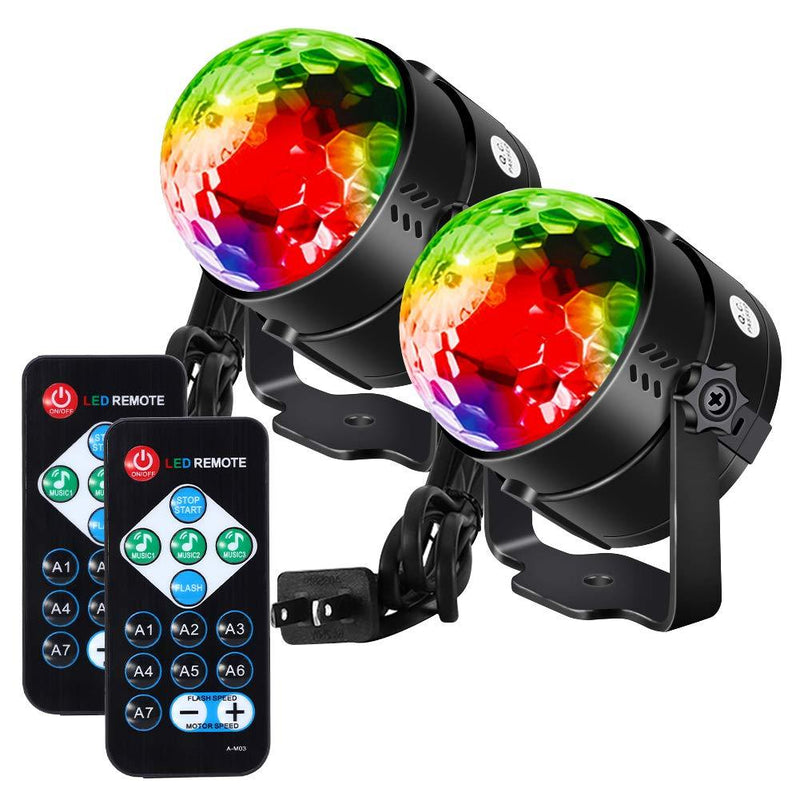 [AUSTRALIA] - Litake Party Lights Disco Ball Strobe Light Disco Lights, 7 Colors Sound Activated with Remote Control Dj Lights Stage Light for Festival Bar Club Party Wedding Show Home-2 Pack 