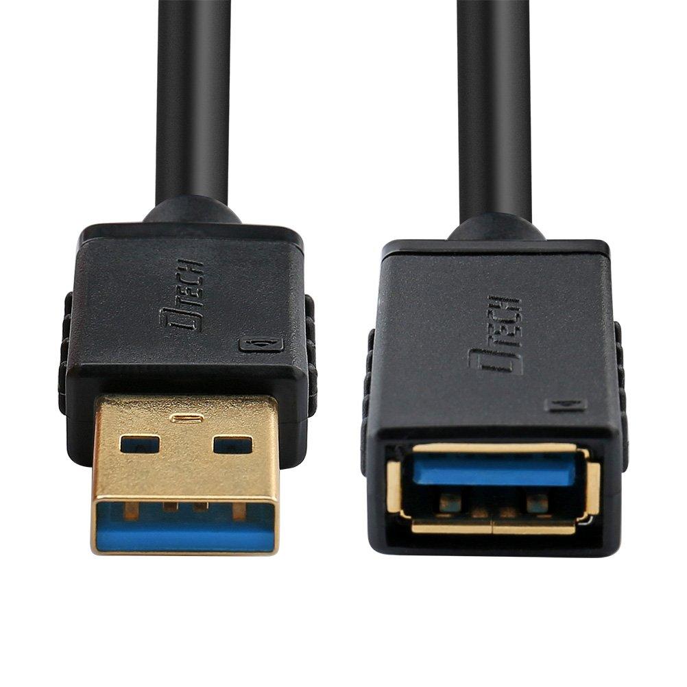 DTECH 6ft USB 3.0 Extension Cable Type A Male to Female Port Cord with Gold Plated Connector (Black, 6 Feet)