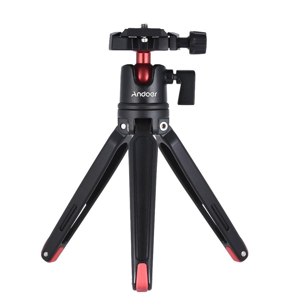 Andoer Mini Tabletop Tripod Stand with Ball Head Compatible with Canon Nikon Sony DSLR Mirrorless Camcorder Compatible with iPhone X 8 7 Plus 7s 6s Samsung Huawei Honor 9 Smartphone