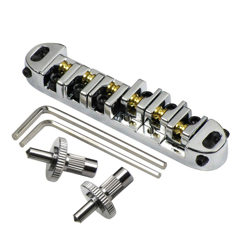 FLEOR Chrome Tune-o-Matic Bridge Guitar Roller Bridge w/Small Studs Fit Gibson Epiphone Les Paul SG Guitar Part Chrome with Small Stud