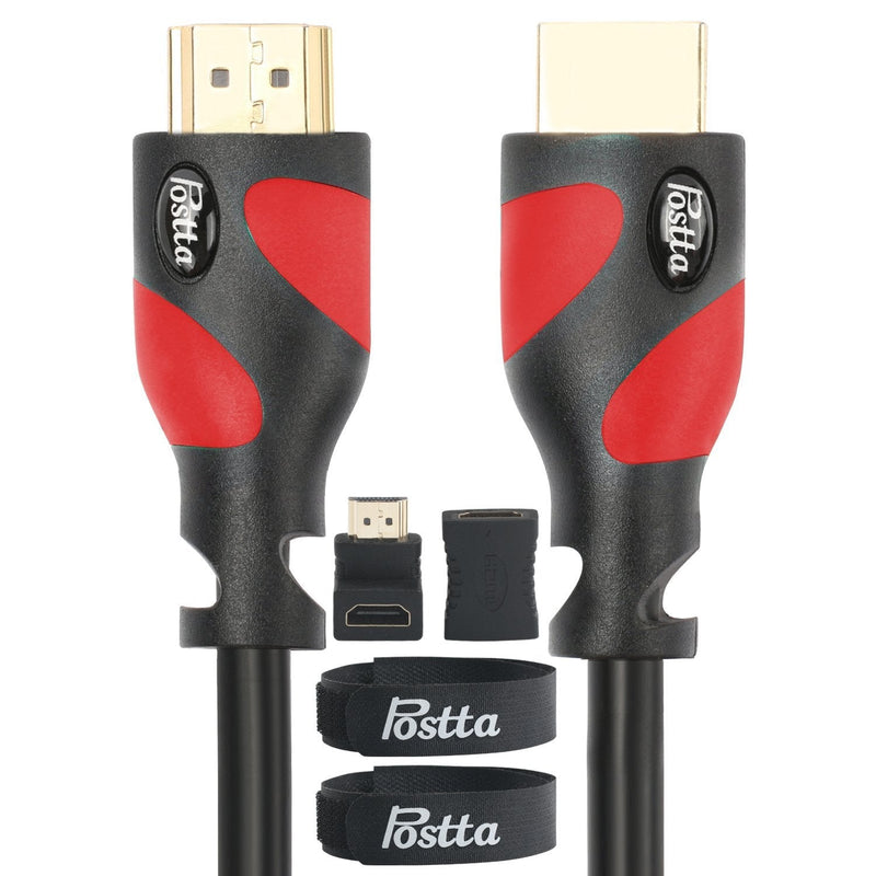 Postta HDMI Cable(25 Feet) Ultra HDMI 2.0V Cable with 2 Piece Cable Ties+2 Piece HDMI Adapters Support 4K 2160P,1080P,3D,Audio Return and Ethernet 25FT Red
