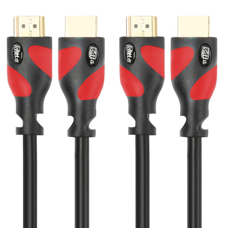 HDMI Cable 10 Feet Postta Ultra HDMI 2.0V Cable Support 4K 2160P,1080P,3D,Audio Return and Ethernet-2 Pack 10FT Red