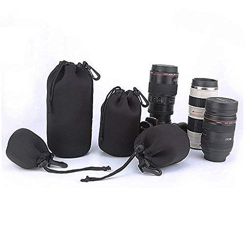 Enterest Lens Pouch for DSLR Camera Lens Color in Black Neoprene Material Shockproof Thermal Insulation Elastic Waterproof Soft Easy to Carry for Travel (M) M