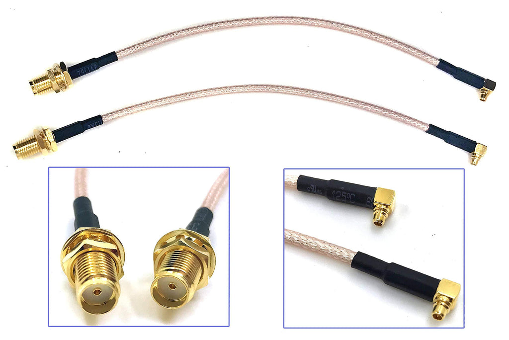 Pack of 2 RF RG316 Pigtail SMA Female Antenna Connector to MMCX Male Coaxial Cable Adapter Right Angle (4 inch (10 cm)) 4 inch (10 cm)