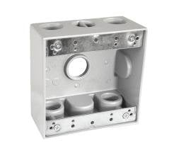Sealproof 2-Gang 5 Hole 3/4" Holes Weatherproof Rectangular Exterior Electrical Outlet Box with 5 Outlet Holes, 3/4-Inch, UL Listed, Double Gang
