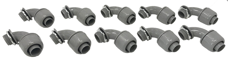 Sealproof 3/4-Inch 10 Pack Non-Metallic Liquid-Tight 90-Degree Conduit Connector Fitting, 3/4" Dia 10-Pack