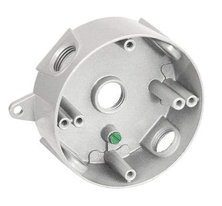 Sealproof 5 Hole 1/2-Inch Holes Weatherproof Round Electrical Outlet Box with 5 Outlet Holes, 1/2" Dia, UL Listed, Gray Grey