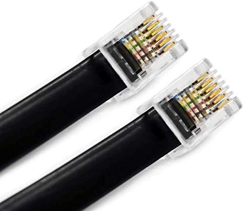 (2 Pack) 6 Feet RJ12 6P6C Data Cable, Male to Male 72" Modular Data Cord (Black - Straight Wiring) Black (Straight Wiring)