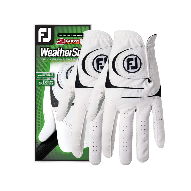 Men's WeatherSof 2-Pack Golf Glove White Cadet Small, Worn on Left Hand