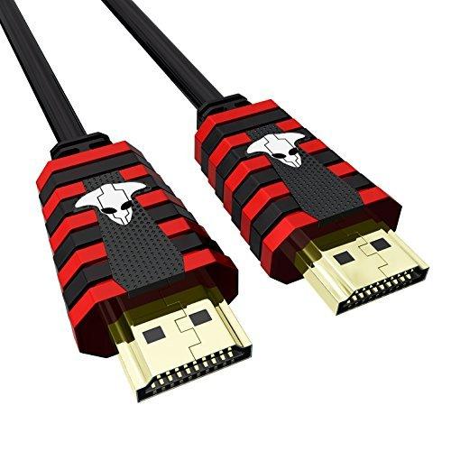 Alien Ultra HDMI Cable UHD V2.0 and V2.2-4K HDR, Ethernet PC, Gaming, Gaming Console, PS4, 24K Gold-Plated Connectors (15FT, Red) 15FT