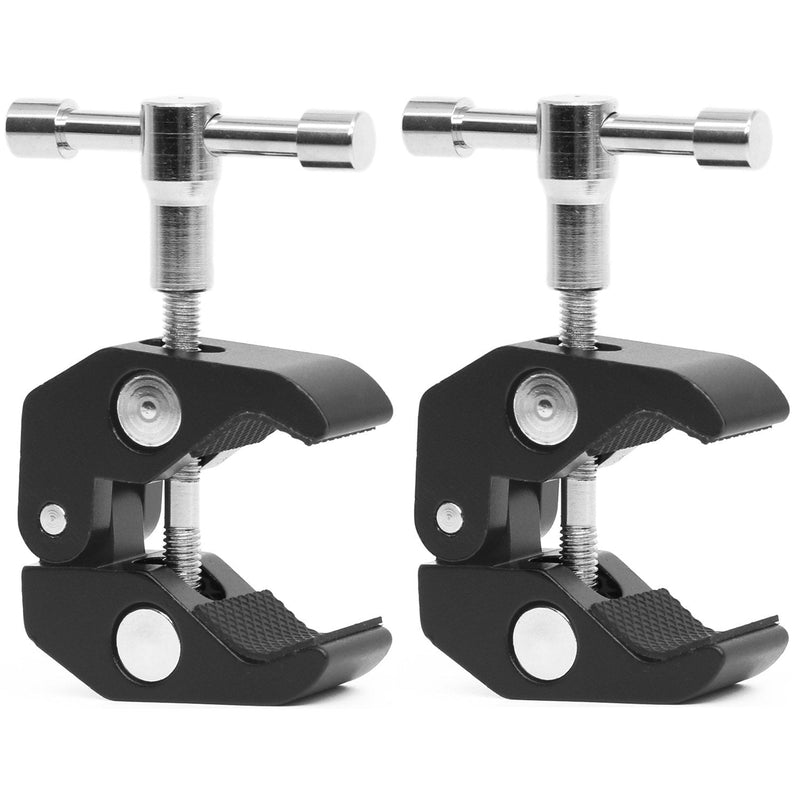 Anwenk 2Pack Super Clamp w/ 1/4"-20 and 3/8"-16 Thread Camera Clamp Mount Crab Clamp for Cameras, Lights, Umbrellas, Hooks, Shelves, Plate Glass, Cross Bars,Photo Accessories and More