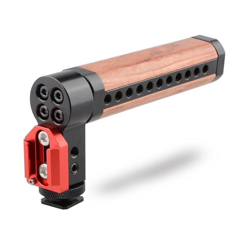 CAMVATE Brazilian Wooden Handle Grip to Camera's Hot Shoe for Cinema Camera(Red Cold Shoe)