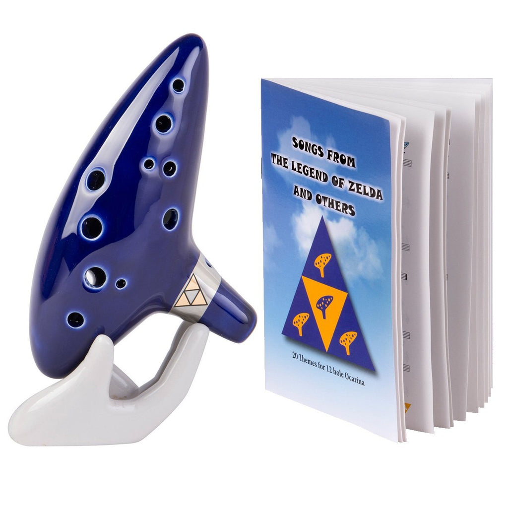 Deekec Zelda Ocarina 12 Hole Alto C with Song Book (Songs From the Legend of Zelda) with Display Stand Protective Bag Blue
