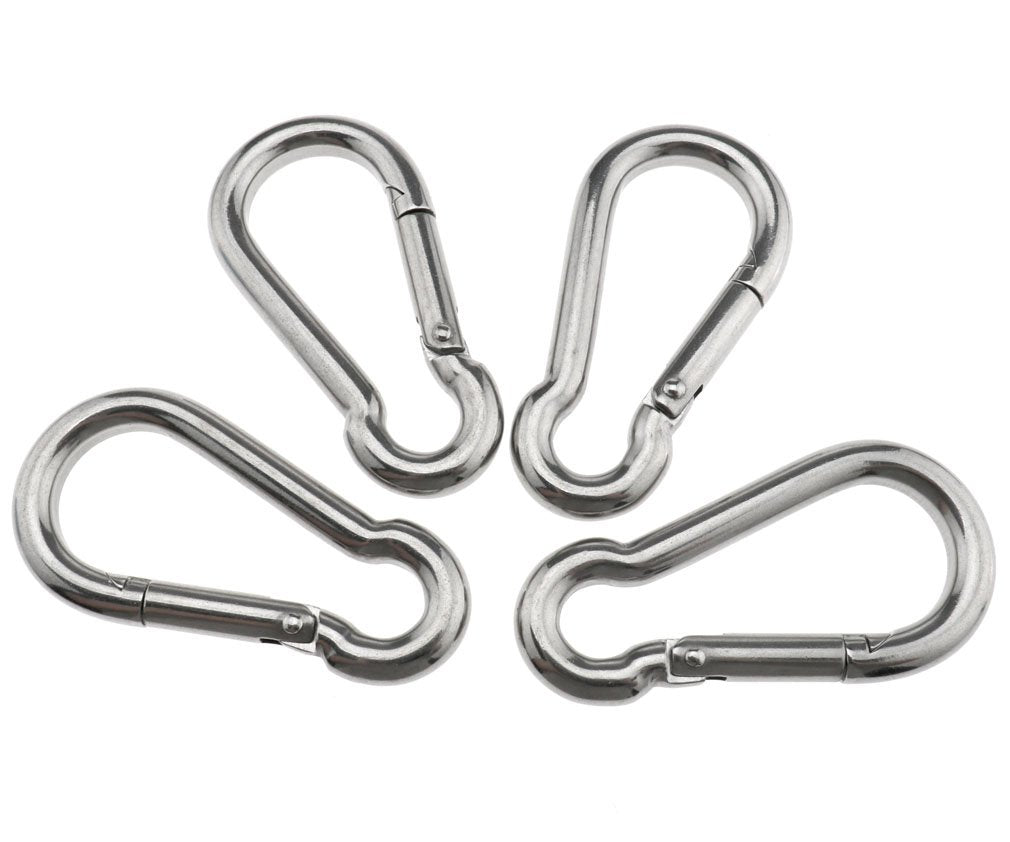 Micro Traders 4pcs A4 AISI 316 Stainless Steel Snap Carbine Hooks Spring Hook Loaded