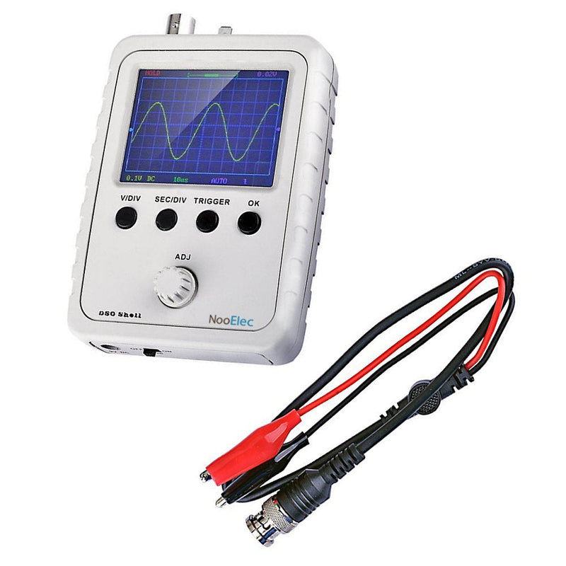JYETech 'DSO Shell' Oscilloscope DIY Kit w/Enclosure & Clip Probe by Nooelec. Low Cost Digital Storage Oscilloscope with 2.4" TFT LCD. Model DSO150 (DSO 150); SKU 15001K
