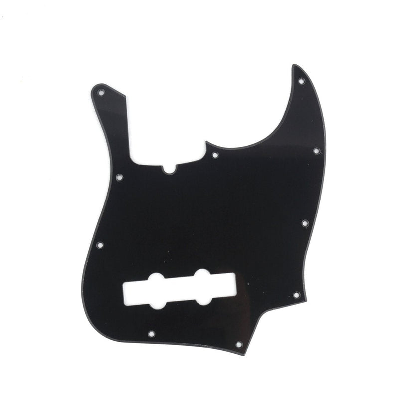 Musiclily Pro 10 Hole Jazz Bass Pickguard J Bass Pick Guards for 4 String Fender American Standard Jazz Bass Modern Style, 1Ply Glossy Black