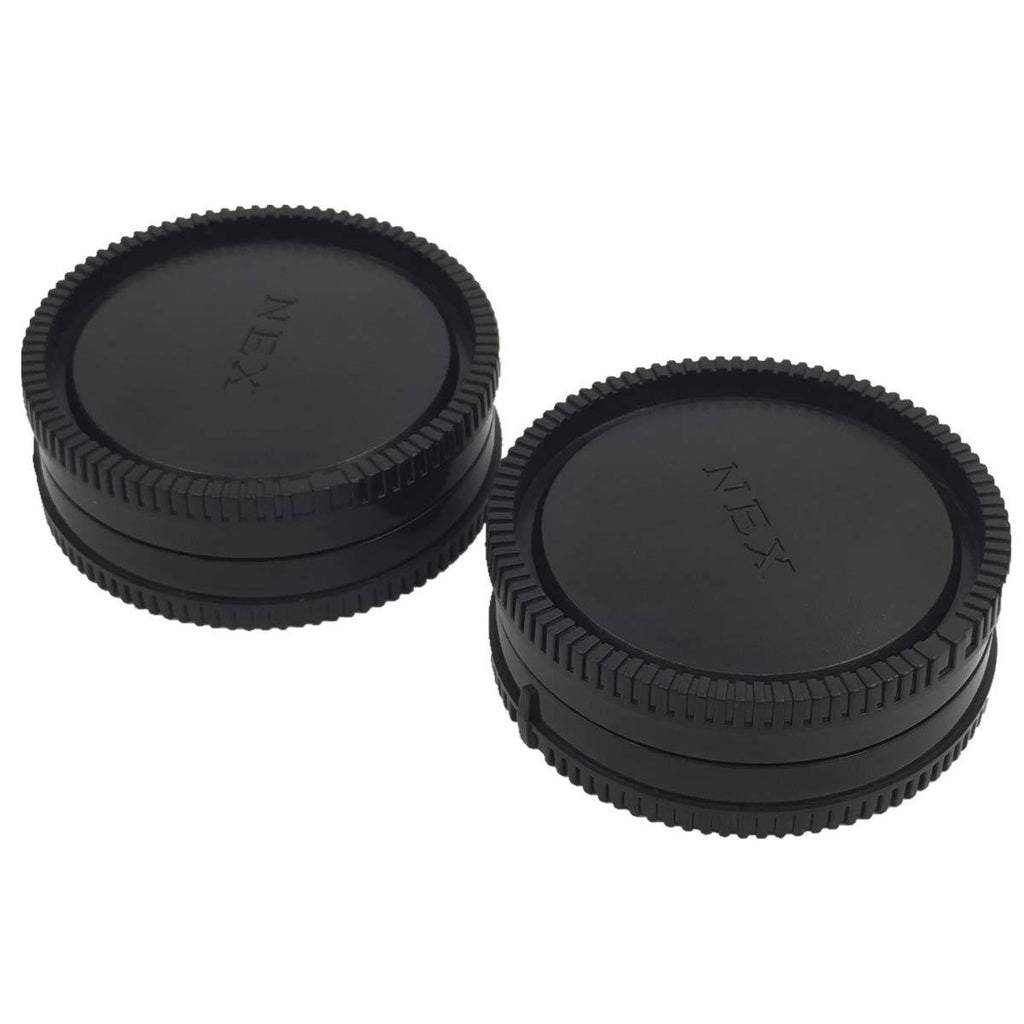 HomyWord 2 Pack Body Cap & Camera Rear Len Cover Set for Sony E-Mount NEX Mirrorless Sony Alpha A6500 A6300 a6000 a5100 a5000 a3000 A7R2 A7S2 A7S A7R A7 A7II NEX-7 NEX-6 / 5T / 5R / 5N / 5C / F3